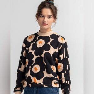 ADIDAS X MARIMEKKO sweatshirt in halo blush// Sz M// Black and Orange Floral